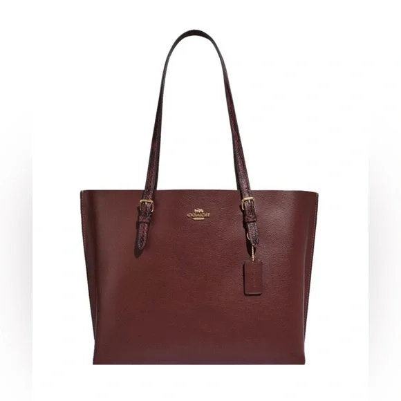 New With Tags Coach Mollie Tote Red Wine with Matching Wallet